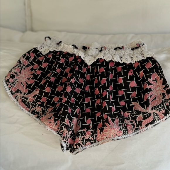 Poupette St Barth silk short shorts with tassel string at waist. - Picture 2 of 6